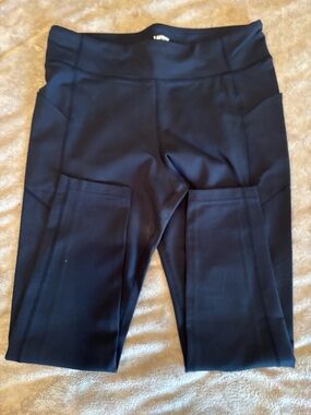 Lands End Black High-Waist Pocket Leggings Size L/P  14-16